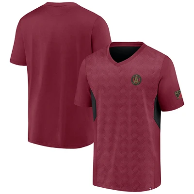 T-shirt rouge à col en V Atlanta United FC Extended Play de marque Fanatics pour homme