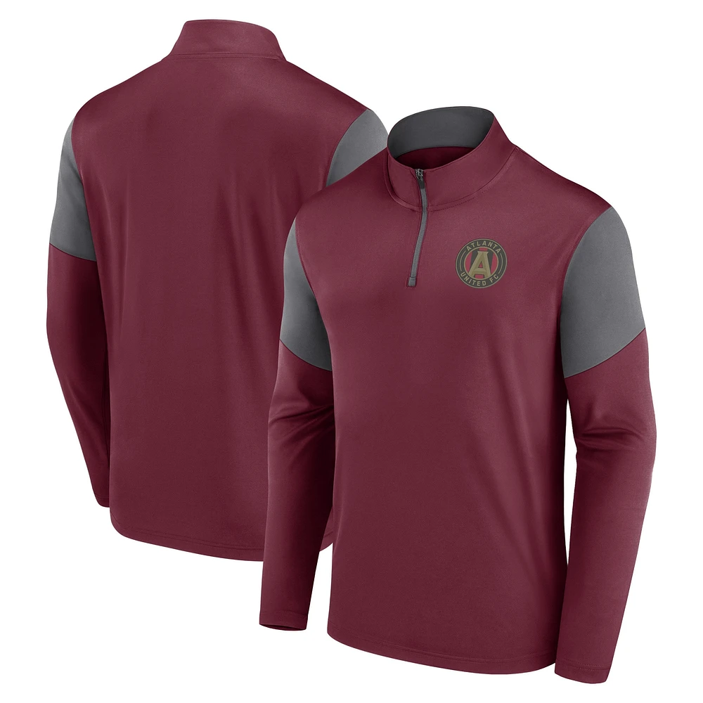 Haut rouge à quart de zip avec logo Atlanta United FC marque Fanatics pour hommes