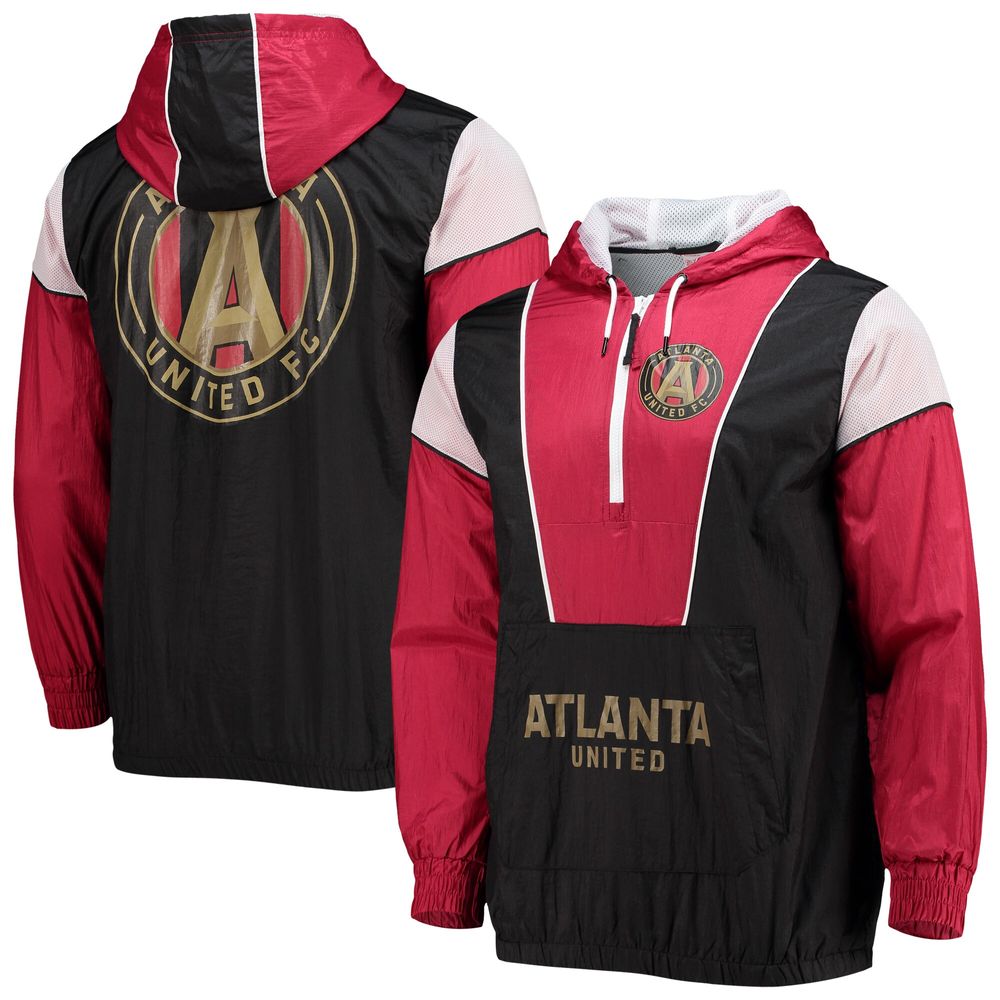 Men's Mitchell & Ness Black Atlanta United FC Highlight Reel Half-Zip Hoodie Windbreaker Jacket