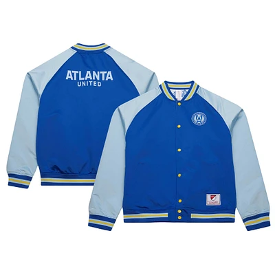 Men's Mitchell & Ness Blue/White Atlanta United FC Resurgens Reversible Raglan Full-Snap Jacket