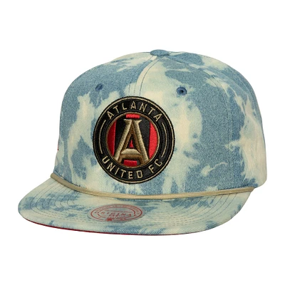 Casquette snapback délavée à l'acide Atlanta United FC bleu Mitchell & Ness pour homme