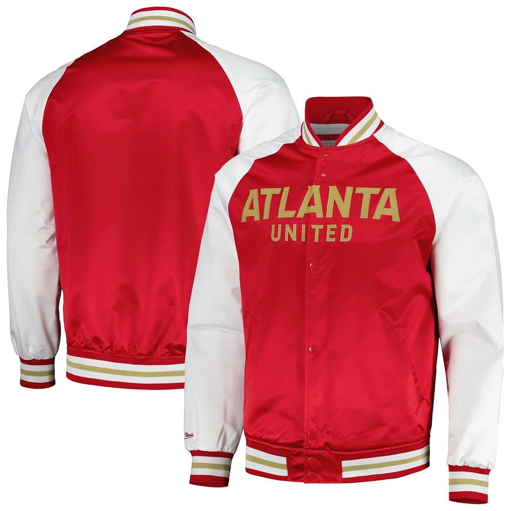 Men's Mitchell & Ness Red Atlanta United FC Satin Raglan Full-Snap Jacket