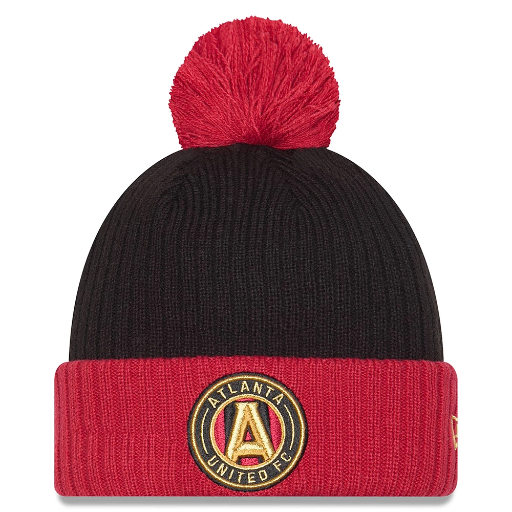 Men's New Era  Black/Red Atlanta United FC 2025 Jersey Hook Cuffed Knit Hat with Pom