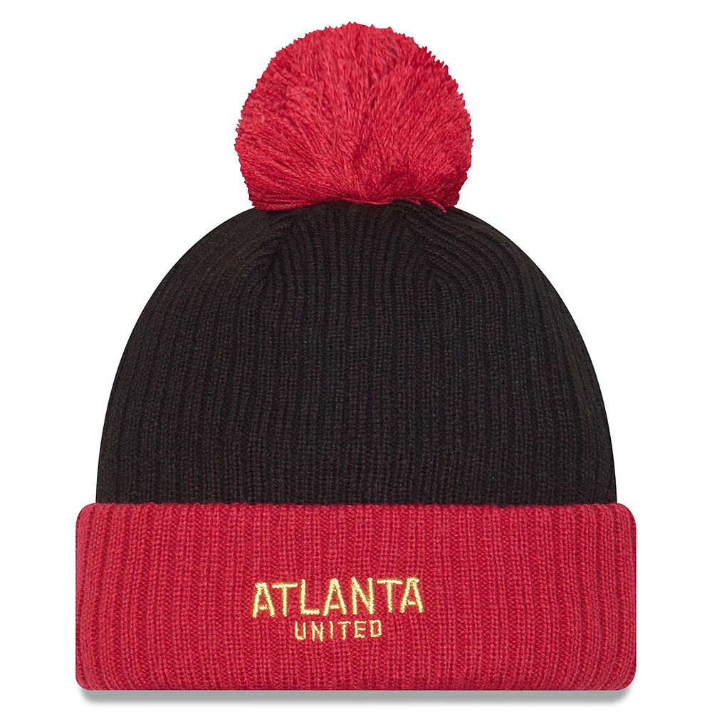 Men's New Era  Black/Red Atlanta United FC 2025 Jersey Hook Cuffed Knit Hat with Pom