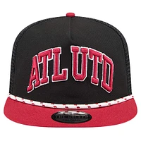 Men's New Era Black Atlanta United FC Throwback Golfer Snapback Hat