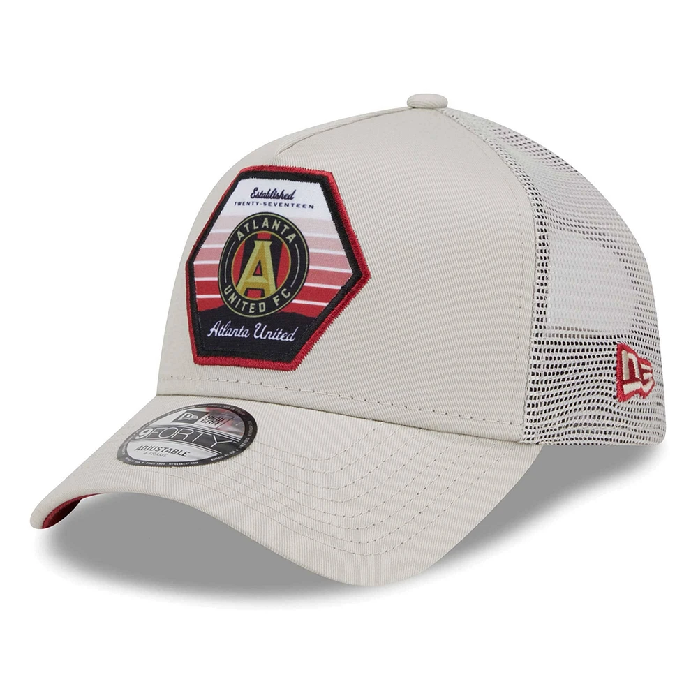 Men's New Era  Cream Atlanta United FC Established Patch 9FORTY A-Frame Trucker Adjustable Hat