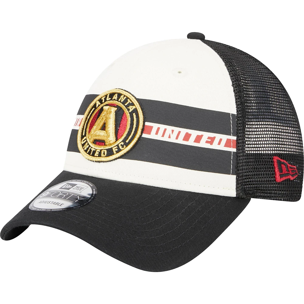 Casquette Snapback New Era Atlanta United FC Team Stripes 9FORTY blanche/noire pour homme