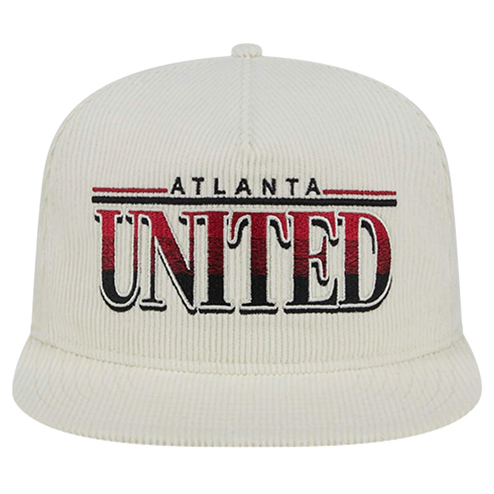 Casquette ajustable de golfeur en velours côtelé Atlanta United FC Throwback New Era pour hommes, blanche