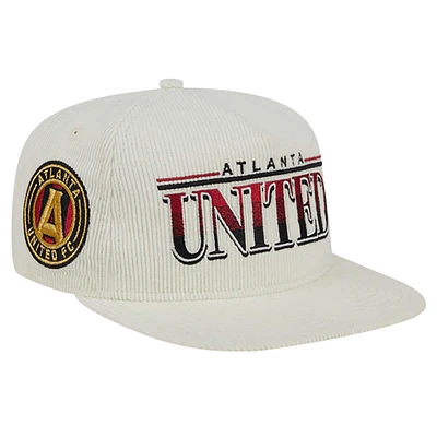 Men's New Era White Atlanta United FC Throwback Corduroy Golfer Adjustable Hat