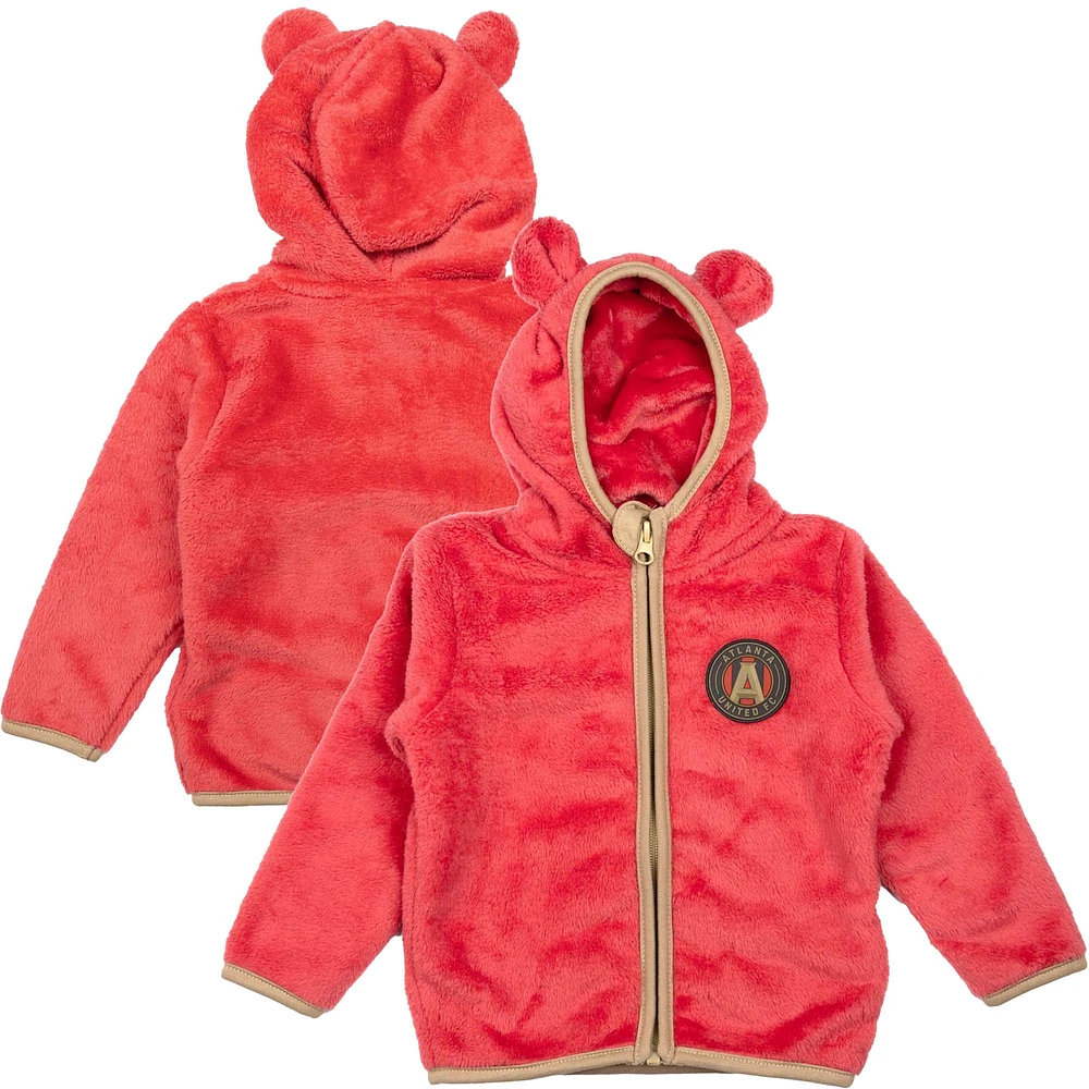 Sweat à capuche zippé intégral en peluche Tie-Breaker Teddy rouge Atlanta United FC pour tout-petits