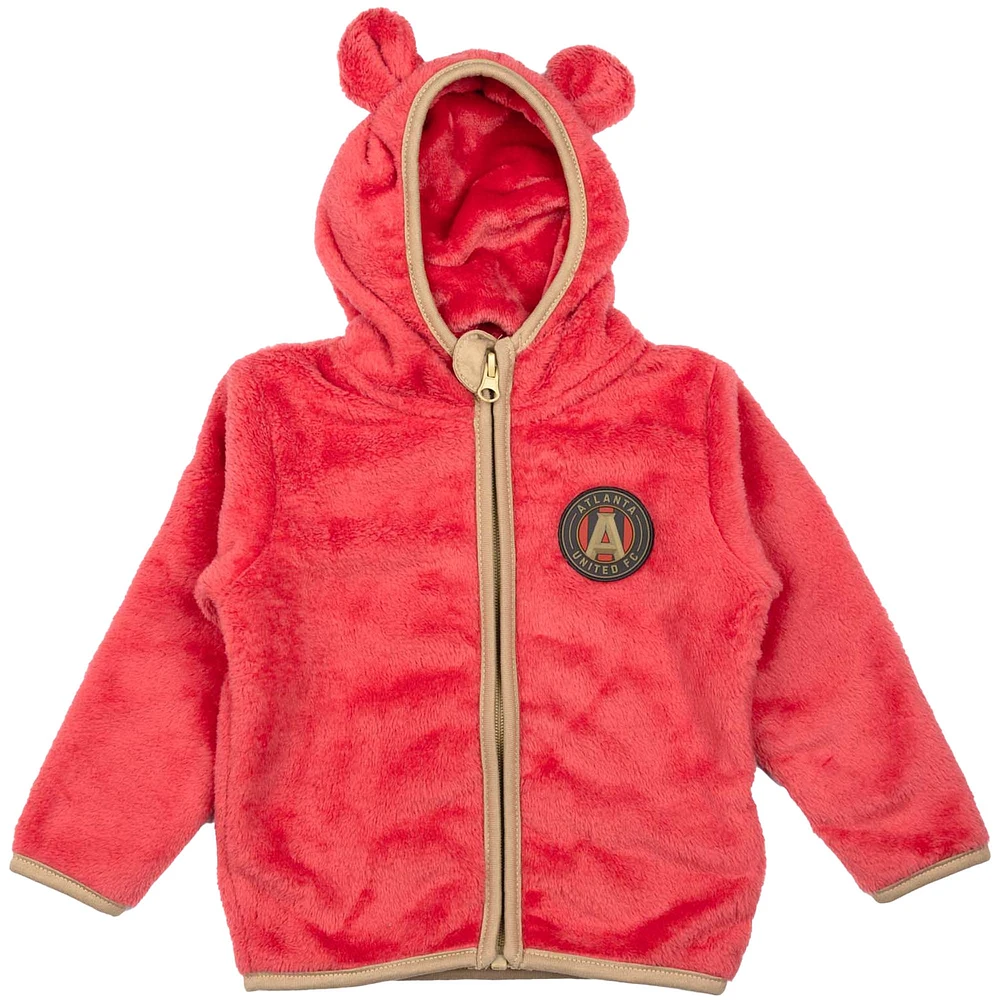 Sweat à capuche zippé intégral en peluche Tie-Breaker Teddy rouge Atlanta United FC pour tout-petits