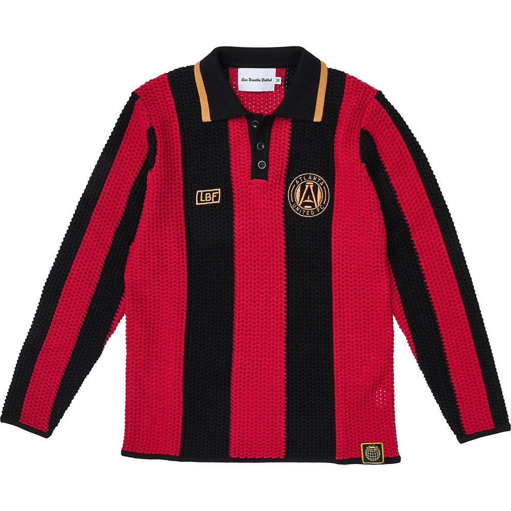 Unisex Live Breathe Futbol  Red Atlanta United FC Connector Collection Knitted Long Sleeve Polo