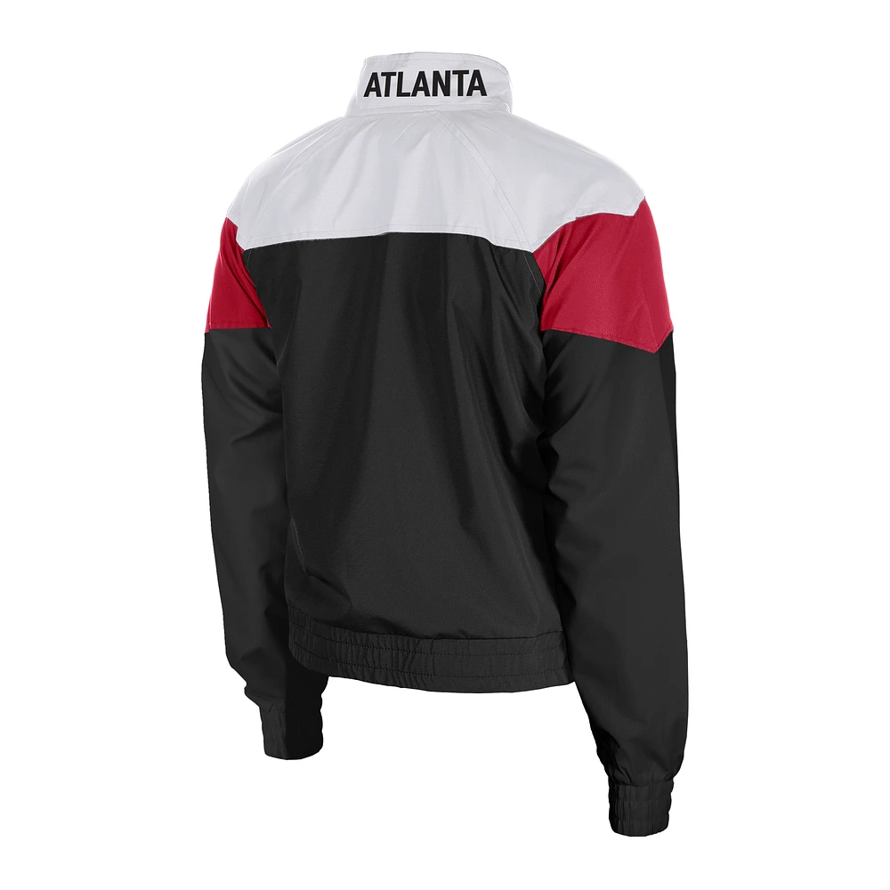 Women's 5th & Ocean by New Era  Black Atlanta United FC Leisure Cropped Full-Zip Windbreaker Jacket