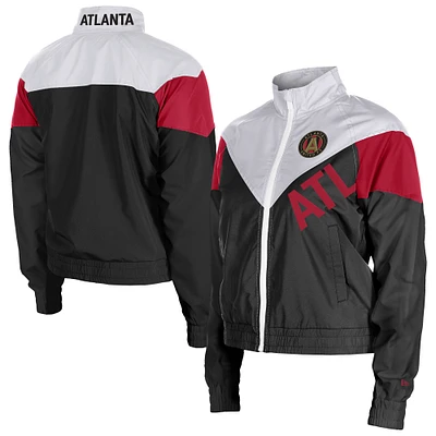 Women's 5th & Ocean by New Era  Black Atlanta United FC Leisure Cropped Full-Zip Windbreaker Jacket