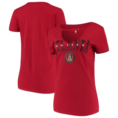 Atlanta United FC 5th & Ocean by New Era Women's Athletic Baby V-Neck T-Shirt - Red