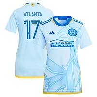 Maillot de joueur réplique adidas #17 bleu clair Atlanta United FC 2024 The Resurgens Kit pour femme
