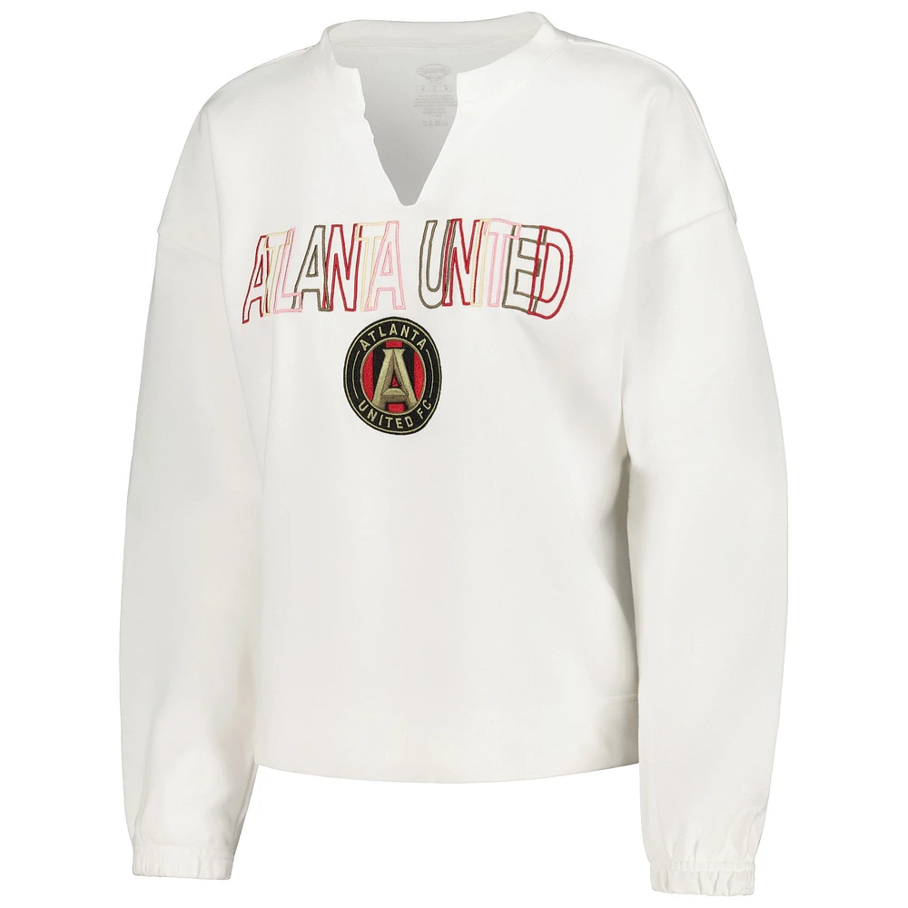 Women's Concepts Sport  White Atlanta United FC Sunray Notch Neck Long Sleeve T-Shirt