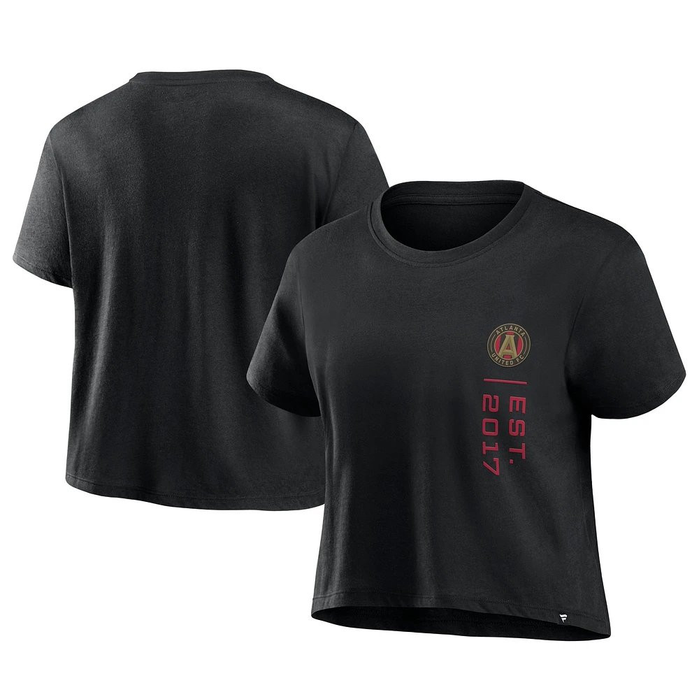 T-shirt court noir à la mode Atlanta United FC Chip Pass de marque Fanatics pour femmes