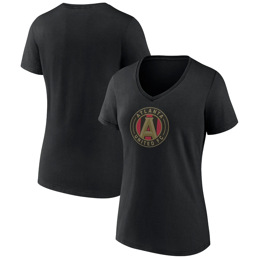 T-shirt col en V avec logo Atlanta United FC noir pour femme Fanatics