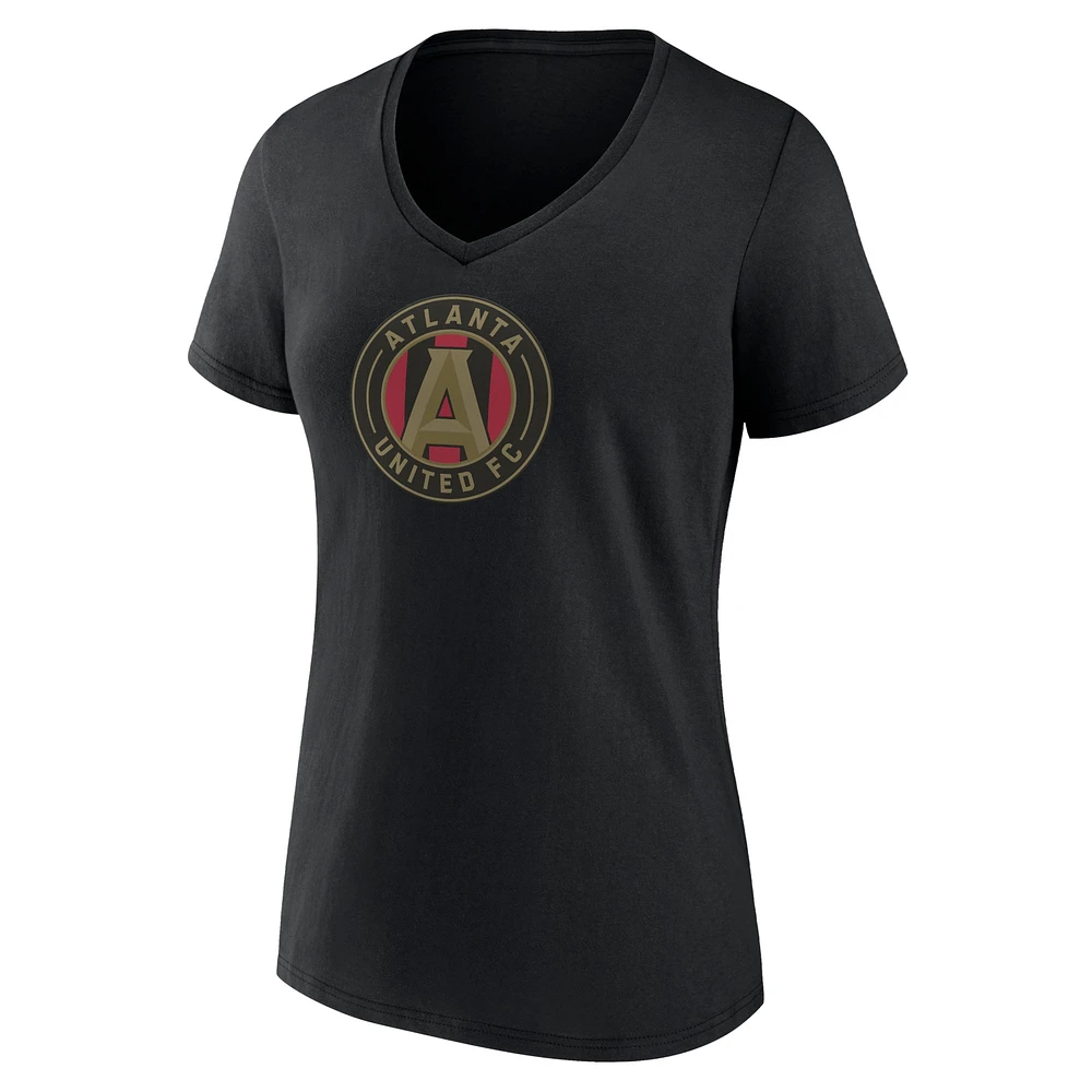 T-shirt col en V avec logo Atlanta United FC noir pour femme Fanatics