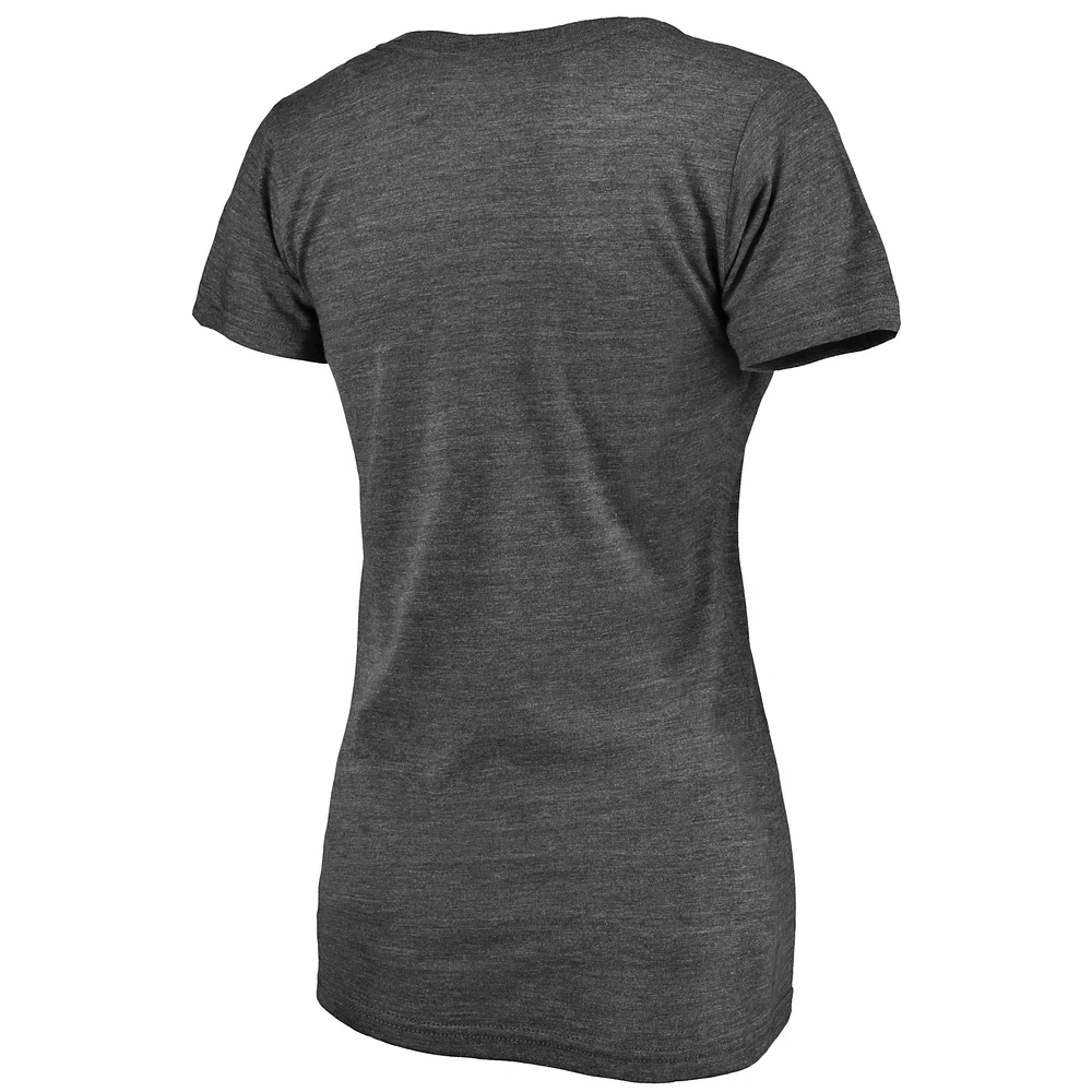 Women's Fanatics  Charcoal Atlanta United FC Wordmark V-Neck Tri-Blend T-Shirt