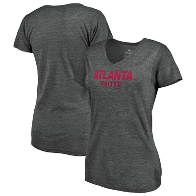 Women's Fanatics  Charcoal Atlanta United FC Wordmark V-Neck Tri-Blend T-Shirt
