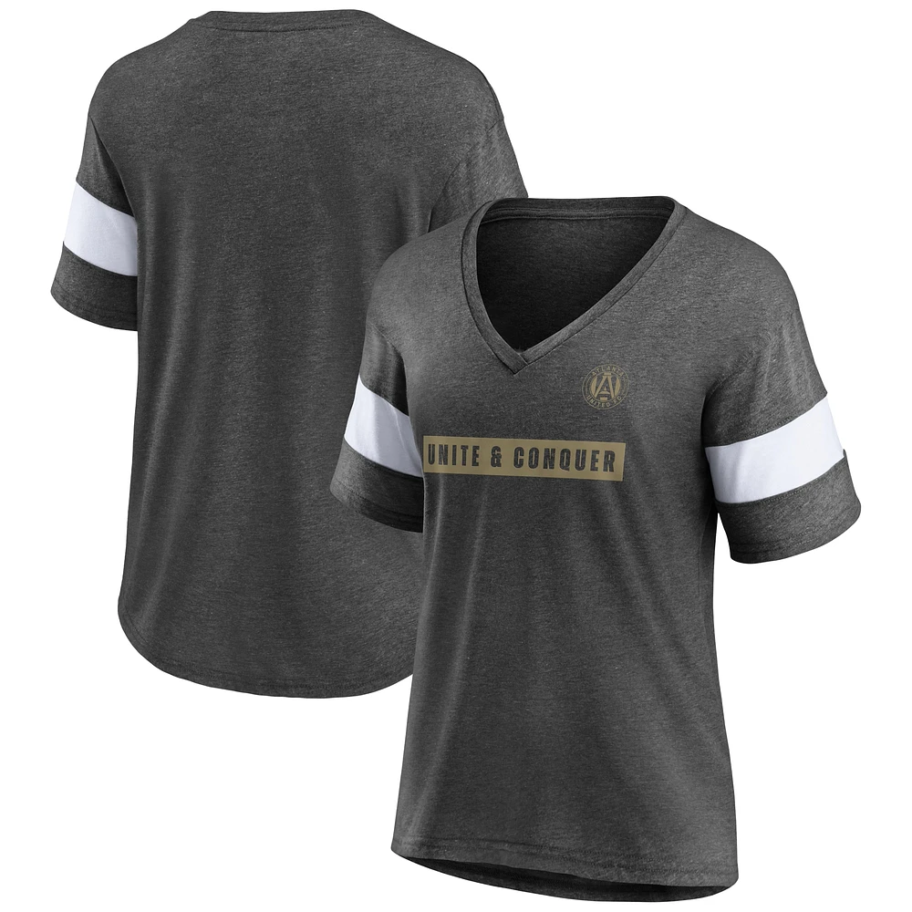 Women's Fanatics Heathered Charcoal Atlanta United FC Tri-Blend V-Neck T-Shirt