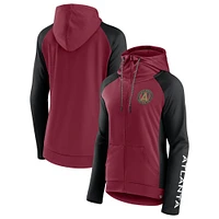 Women's Fanatics Red/Black Atlanta United FC Iconic Raglan Full-Zip Hoodie