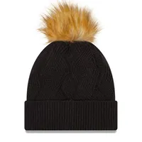 Bonnet en tricot noir à revers Atlanta United FC Snowy pour femme avec pompon New Era