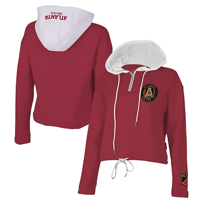 Women's Stadium Essentials Red Atlanta United FC Game Plan Quarter-Zip Hoodie