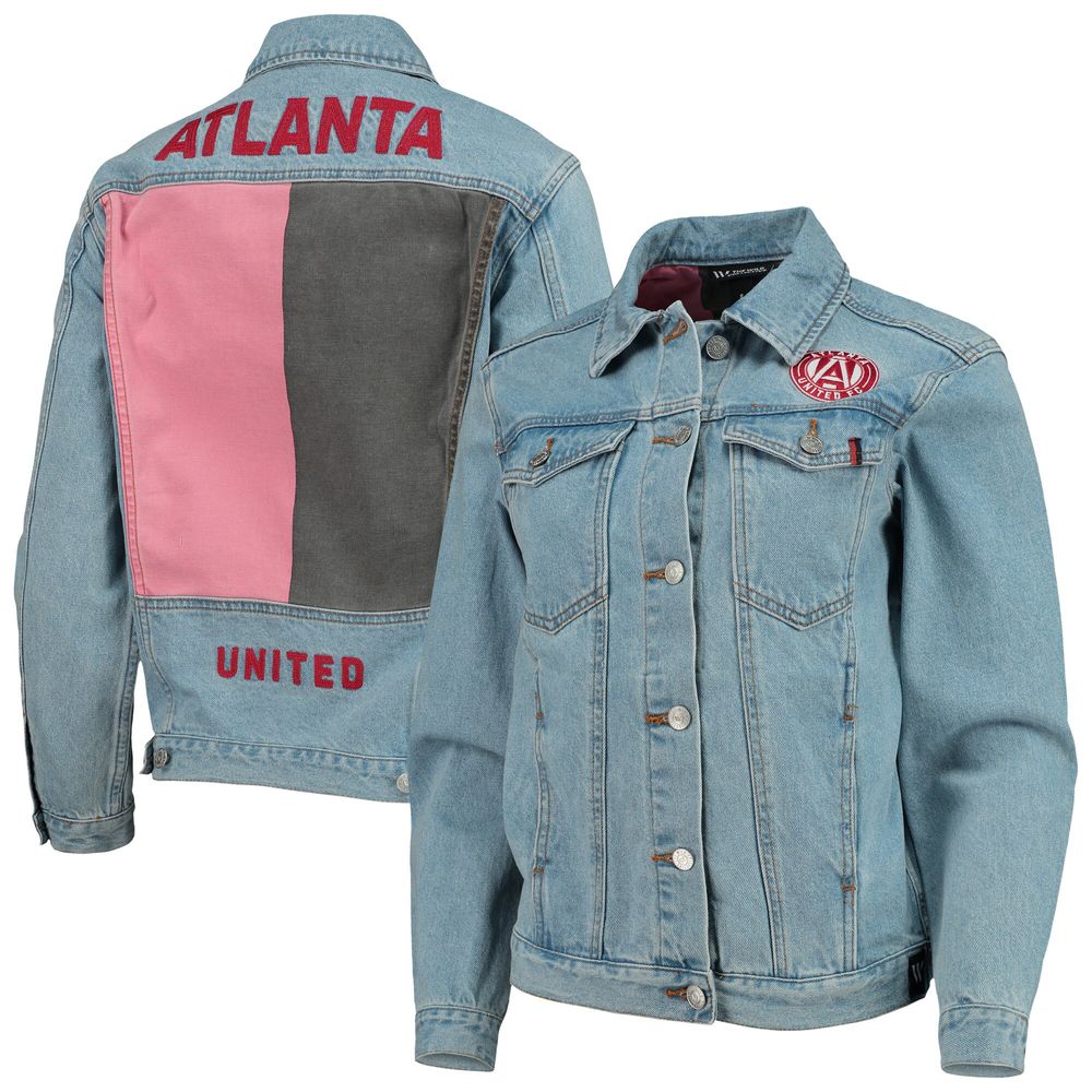 Women's The Wild Collective Blue Atlanta United FC Print Denim Button-Up Jacket