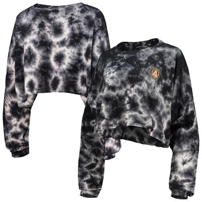 Women's ZooZatz Black Atlanta United FC Oversized Cloud-Dye Long Sleeve T-Shirt