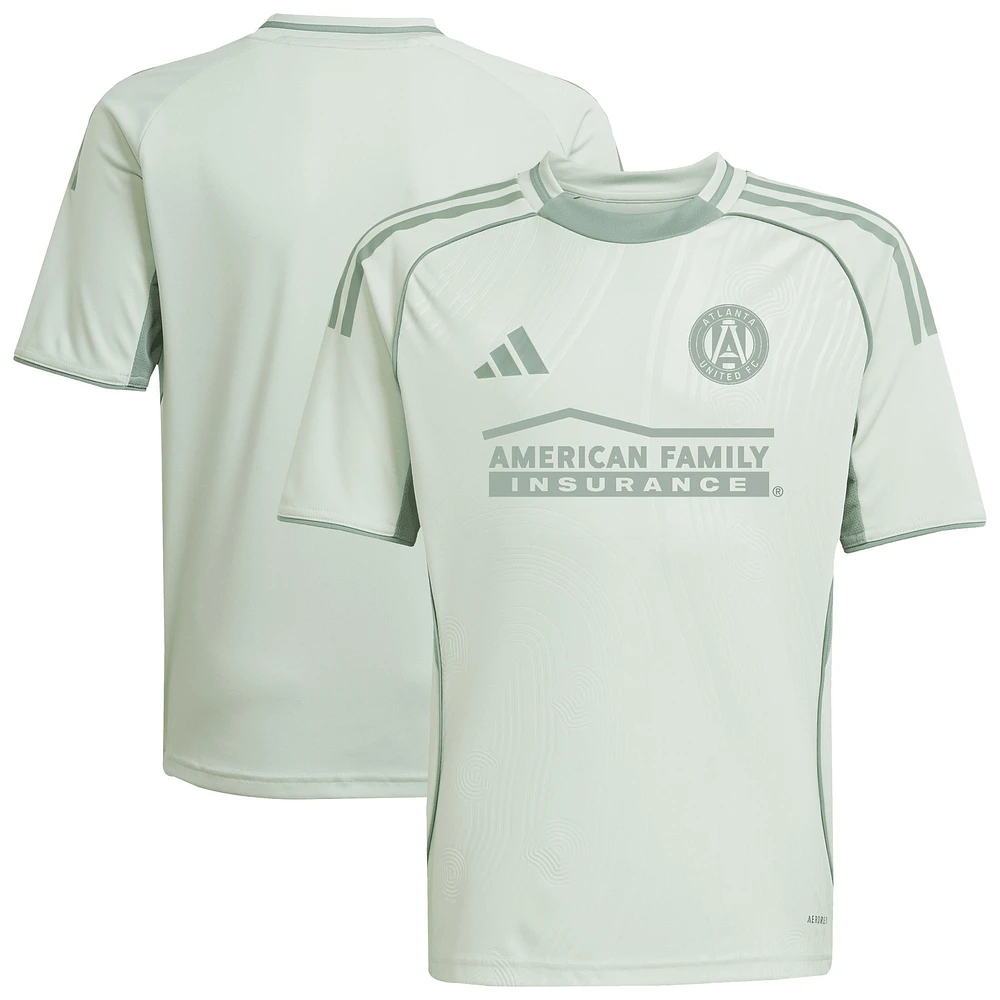 Youth adidas Light Green Atlanta United FC 2025 One Planet Pre-Match Top