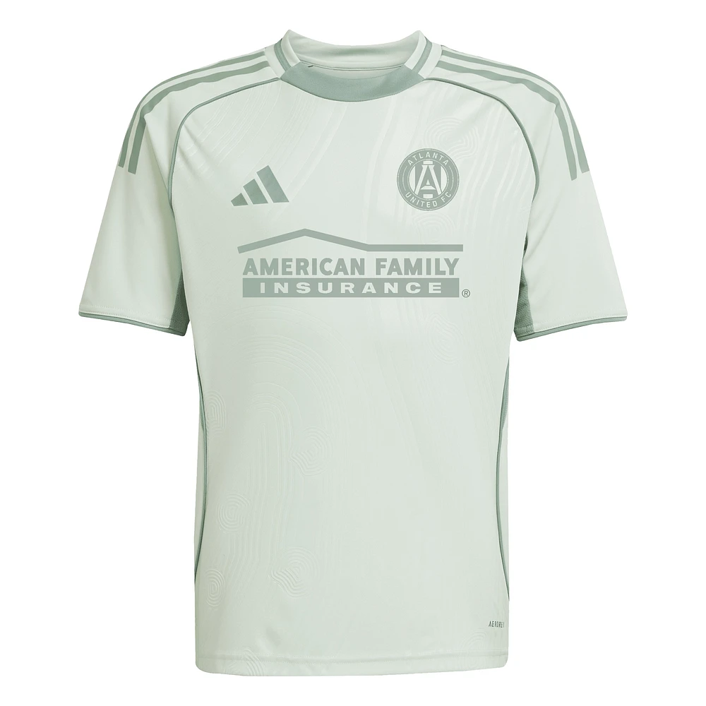 Youth adidas Light Green Atlanta United FC 2025 One Planet Pre-Match Top