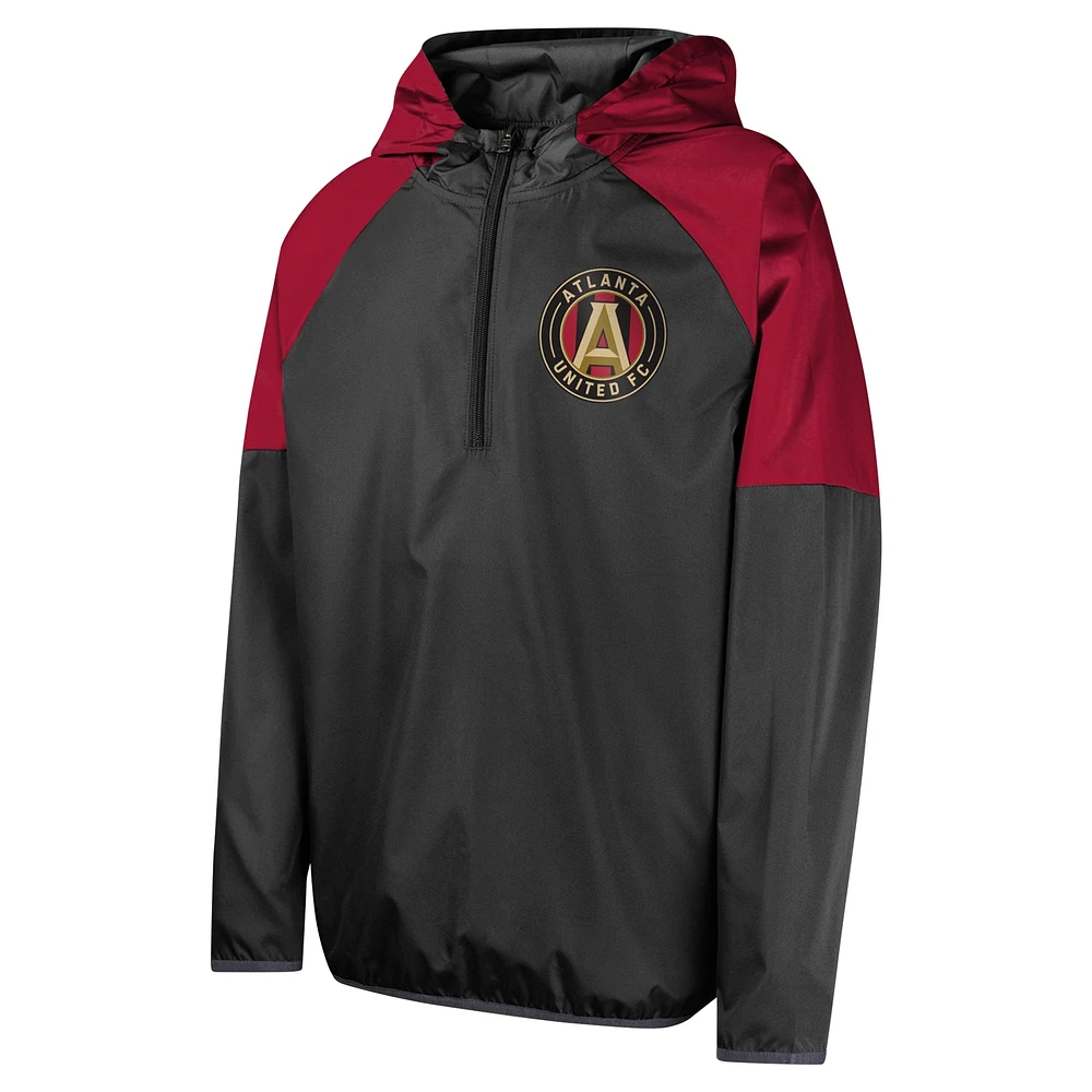 Youth Black Atlanta United FC Unstoppable 1/2-Zip Hoodie Jacket