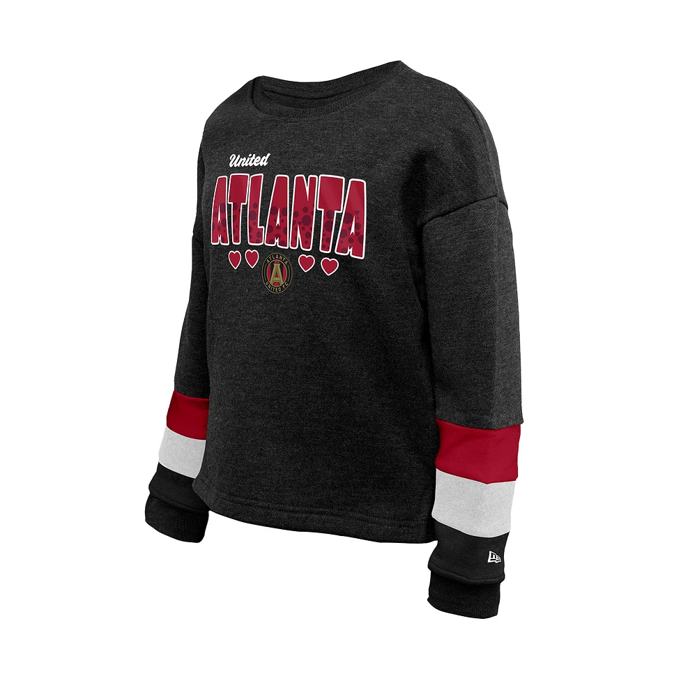 Youth Girls 5th & Ocean by New Era  Black Atlanta United FC High-Low Crewneck Sweatshirt