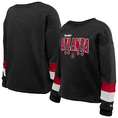 Youth Girls 5th & Ocean by New Era  Black Atlanta United FC High-Low Crewneck Sweatshirt