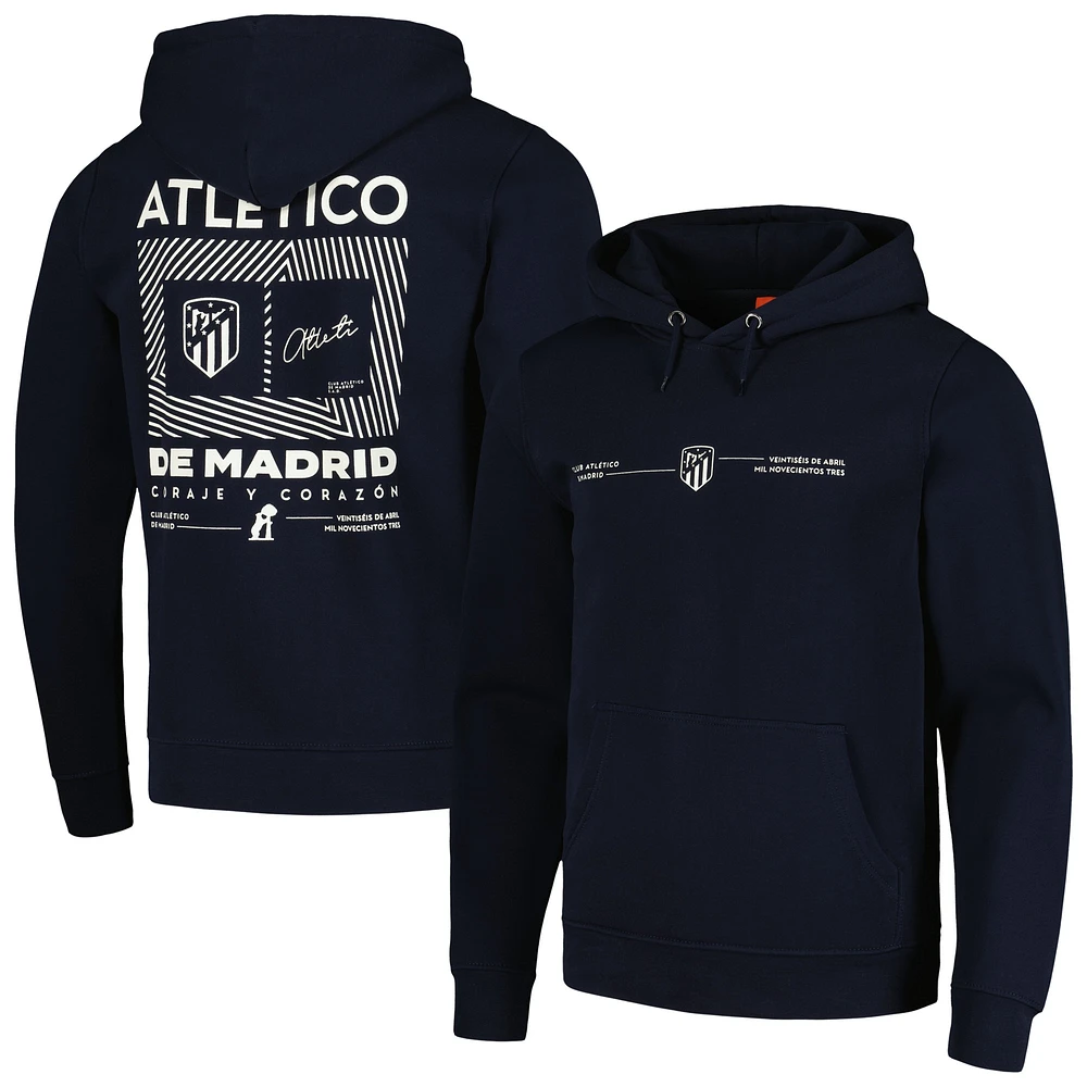 Sweat à capuche bleu marine Atletico de Madrid Global pour homme