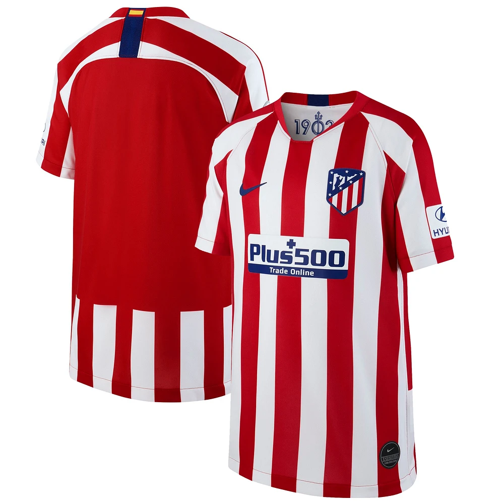 Maillot Nike Atletico de Madrid 2019/20 Domicile Réplique Rouge/Blanc pour Jeune