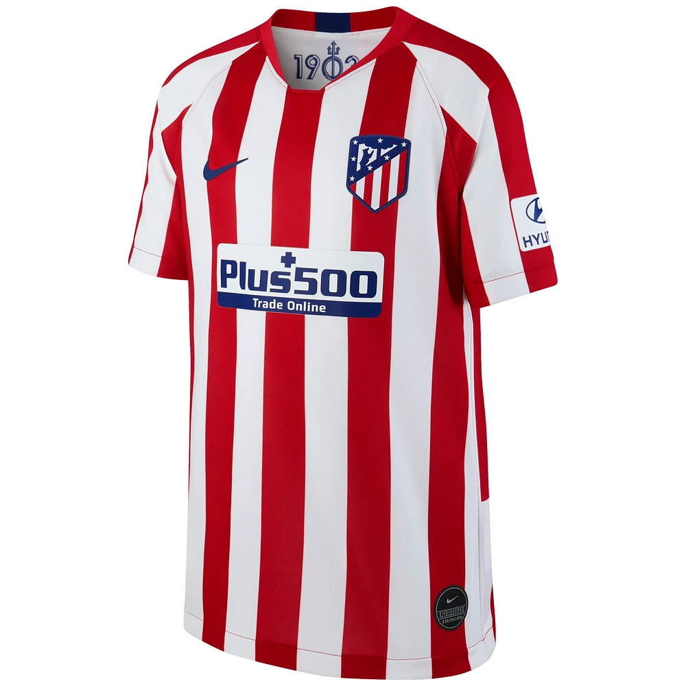 Maillot Nike Atletico de Madrid 2019/20 Domicile Réplique Rouge/Blanc pour Jeune