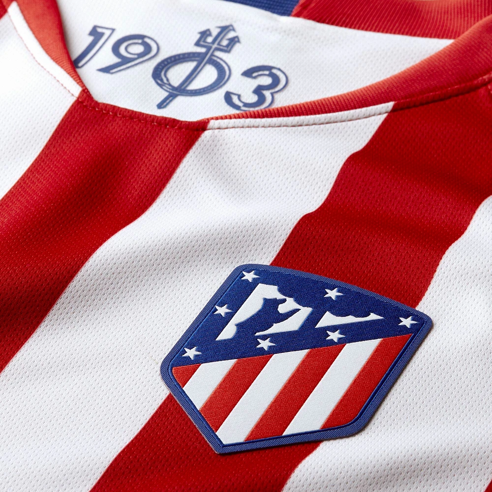 Maillot Nike Atletico de Madrid 2019/20 Domicile Réplique Rouge/Blanc pour Jeune