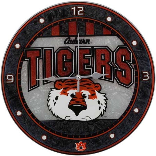 Horloge murale en verre d'art 12 po Auburn Tigers