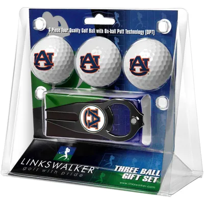 Auburn Tigers 3-Pack Golf Ball Gift Set with Hat Trick Divot Tool