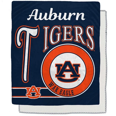 Couverture Sherpa en flanelle polaire avec emblème rétro des Auburn Tigers, 50 "x 60"