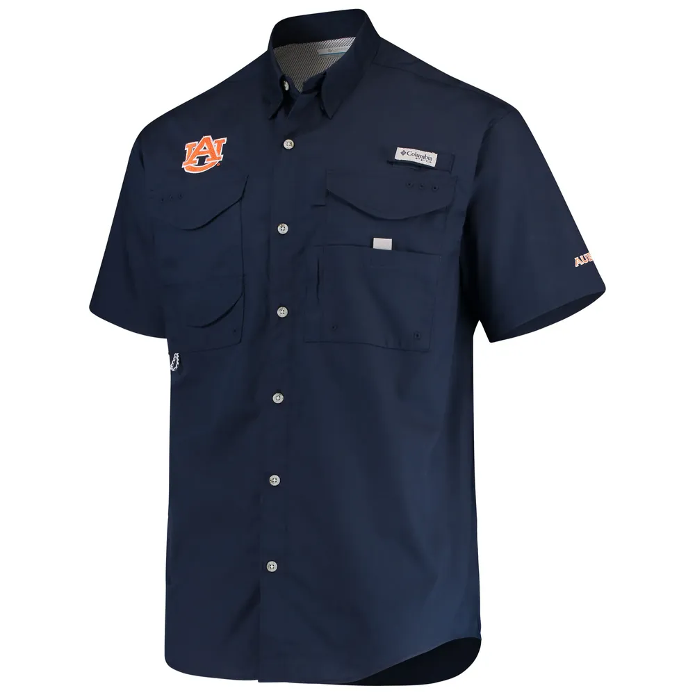 Lids Auburn Tigers Columbia PFG Bonehead Short Sleeve Shirt - Navy