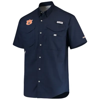 Auburn Tigers Columbia PFG Bonehead Short Sleeve Shirt - Navy