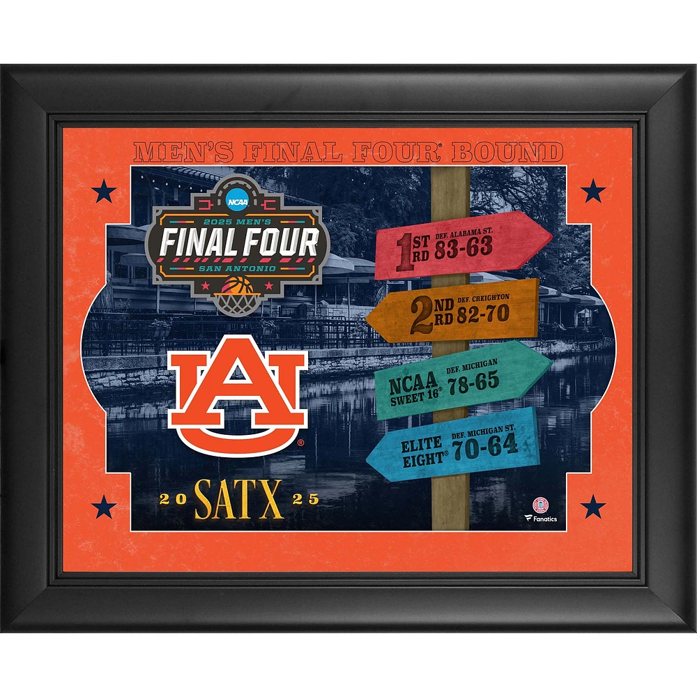 Auburn Tigers Framed 13" x 16" 2025 NCAA Men's Basketball Tournament March Madness Final Four Collage