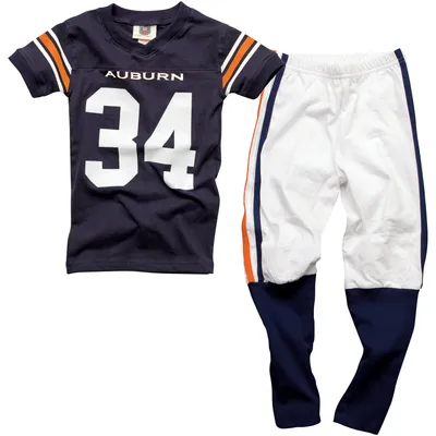 Youth Wes & Willy Navy West Virginia Mountaineers Football Pajama Set