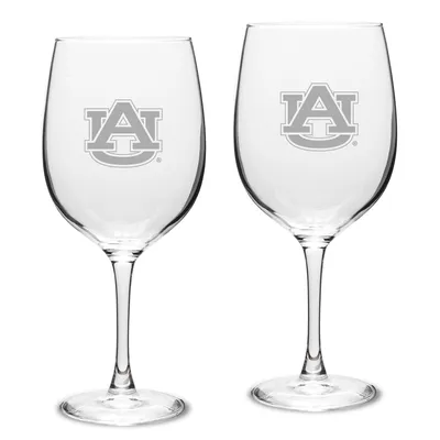 Auburn Tigers Set of 2 Traditional Robusto Red Wine Table Glasses