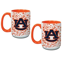 Auburn Tigers Two-Pack Floral Mug Set